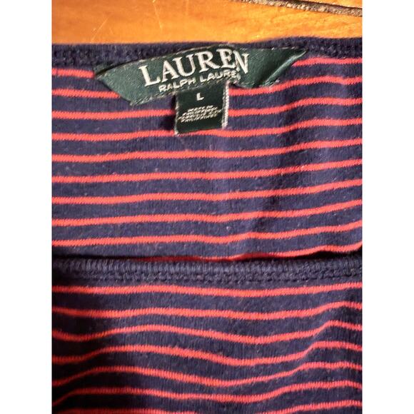 Lauren Ralph Lauren Women's Top, Red/Blue Striped Criss Cross Size L - Picture 4 of 7